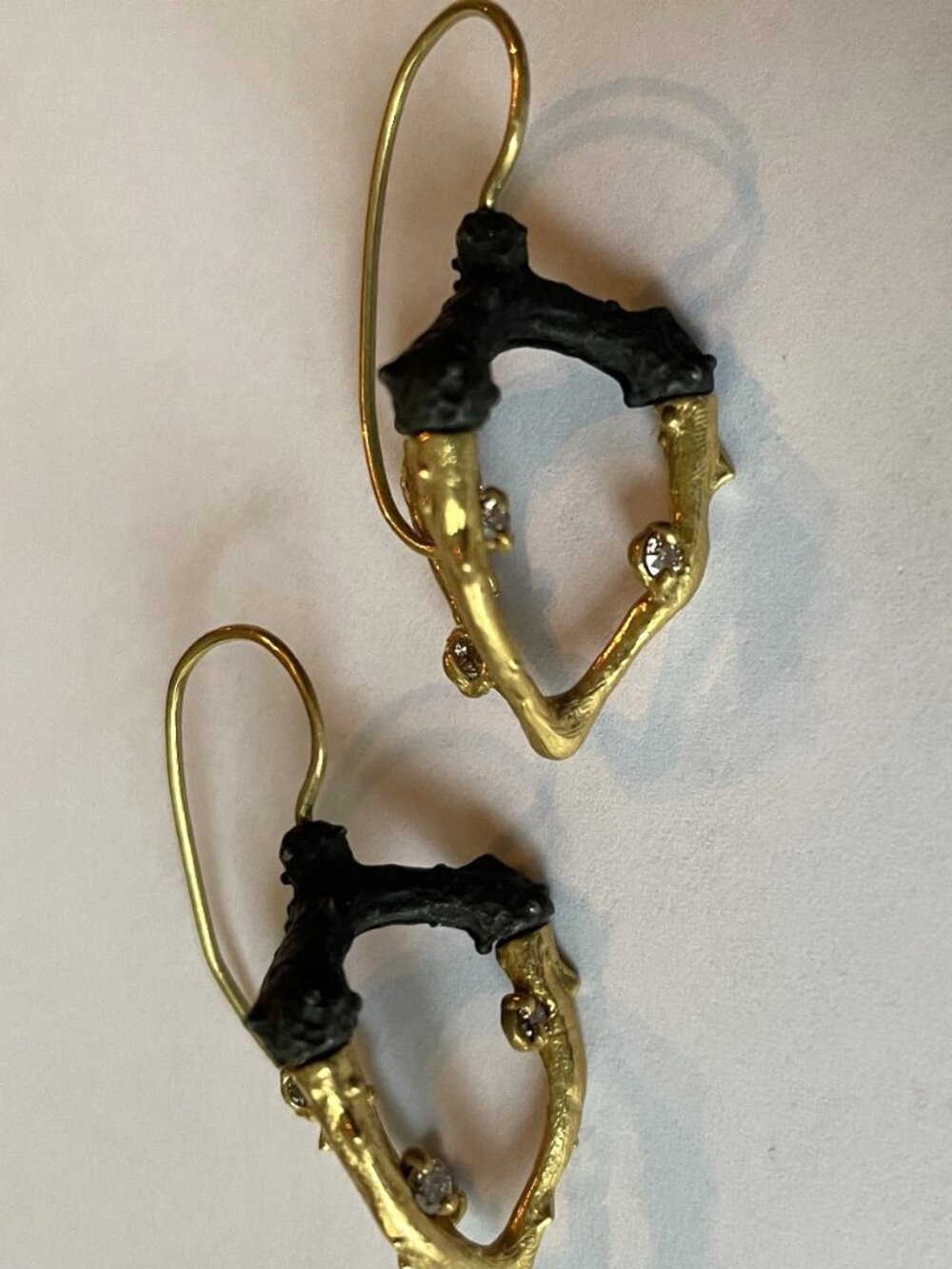 SARAH GRAHAM Radiolarian Collection Earrings 18KT GOLD & Oxidized Cobalt Chrome